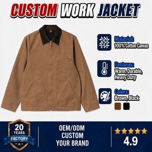 Chaqueta de Trabajo de Lona Resistente para <span class=keywords><strong>Hombre</strong></span>, Estilo Detroit, Personalizada, de Algodón Pesado, en Oferta - Product Image 1