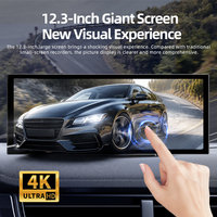 Kamera Dashboard 12.3 Inci Wireless Carplay Android Auto 4K +1080P WIFI AHD Mendukung AUX Dash Cam Fungsi Stereo