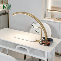 Lampe de table pour manucure, lampe à LED professionnelle en forme de demi-lune, lampe UV pour ongles avec support pour téléphone, lampe de bureau en forme de demi-lune pour les ongles