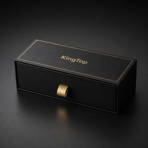 Boîte cadeau à tiroir coulissant en ruban doré noir pour cadeaux, impression personnalisée, rigide, robuste, de qualité supérieure, vente en gros, directement de l'usine - Product Image 1