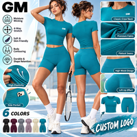 Ensemble de fitness GM en promotion : ensemble de yoga et de sport respirant et extensible à taille haute pour femme, idéal pour la course en extérieur et le remodelage corporel