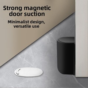 Fermaporta Magnetico Rinforzato Senza Foratura, da Pavimento, Anti-Collisione per Porte del Bagno - Bianco/Nero/Grigio Moderno - Product Image 5