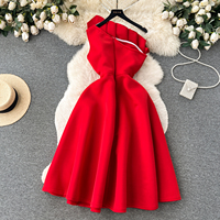 HANOU vente en gros de luxe robe bustier tridimensionnelle à bord pétale femme robe de soirée rétro élégante grande balançoire personnalisable