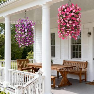 Fleur artificielle en forme de vigne de gloire du matin, décoration suspendue en plastique pour clôture de cour, protection solaire - Product Image 1