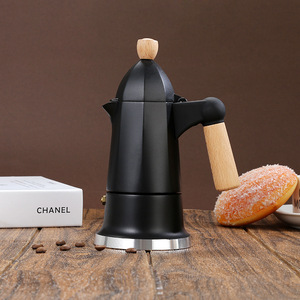 Cafetière Moka italienne à valve unique <span class=keywords><strong>avec</strong></span> poignée en bois, petite cafetière rétro style pagode, <span class=keywords><strong>machine</strong></span> à expresso légère et luxueuse pour la maison - Product Image 2