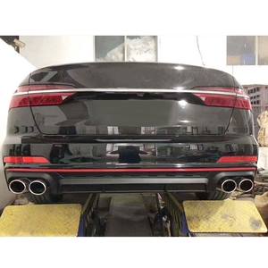Nero con diffusore posteriore bordo rosso con tubi di scarico per Audi A6 C8 2019-2022 aggiornamento <span class=keywords><strong>S6</strong></span> tipo auto diffuso paraurti posteriore labbro - Product Image 2