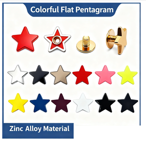 Forma de estrella Aleación de zinc Extremo cerrado Ecológico 12mm Diámetro de la cabeza 3mm Diámetro del vástago Tornillo Remache plano DIY Zapatos inspirados en el punk - Product Image 2