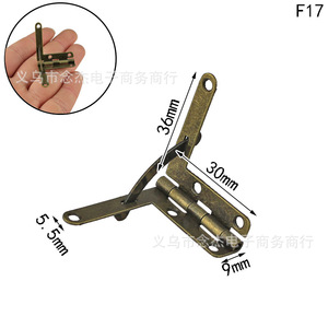 Seven Character Hinge 30x36mm Iron Surface Mount Furniture Hinge Durable Traditional Style Antique Blue/Yellow Finish 4-Hole - Product Image 2