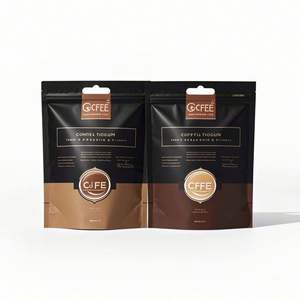 Fermeture à glissière personnalisée refermable Matt Moringa café moulu emballage étanche à l'humidité en plastique noir feuille d'aluminium pour les aliments pour animaux de compagnie - Product Image 2