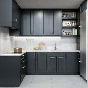 2025 dorene đương đại tối màu xám sơn mài sẵn sàng để lắp ráp hiện đại L hình được thực hiện tại Trung Quốc tủ bếp từ Trung Quốc - Product Image 2