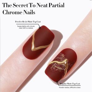 BORN PRETTY PRO Top Coat Opaco 15ml, Polvere Isolante Cromata Resistente, Finitura Vellutata Non Appiccicosa, Smalto Gel per Unghie Cromate - Product Image 3