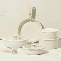 Ensemble de casseroles en acier inoxydable minimaliste moderne à 3 pièces avec poignée amovible, revêtement antiadhésif en granit, poêle à frire, induction