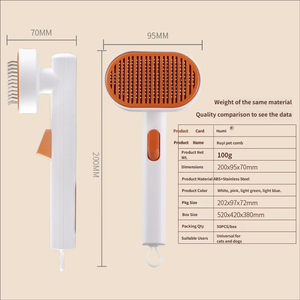 Paslanmaz Çelik ve Polyesterden Yapılmış Çok Fonksiyonlu Yumuşak Tüy Tarağı, Köpekler ve Kediler için Çıkarma Düğmeli - Kullanımı Kolay - Product Image 5