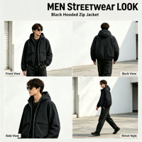 Veste coupe-vent légère à capuche pour homme, style streetwear décontracté, fermeture éclair, coupe oversize, personnalisable OEM ODM