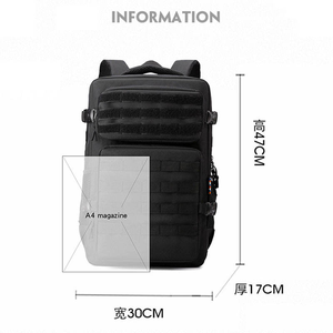 <span class=keywords><strong>Mochila</strong></span> <span class=keywords><strong>de</strong></span> Viaje Personalizada <span class=keywords><strong>de</strong></span> 30L, Impermeable, para Exteriores, Camuflaje, Senderismo, Supervivencia, Negra, Táctica - Product Image 3