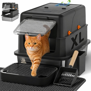 Bac à litière pour <span class=keywords><strong>chat</strong></span> en acier inoxydable EU, <span class=keywords><strong>XL</strong></span>, côtés hauts, dessus ouvert, bac à litière en métal, durable, facile à nettoyer, <span class=keywords><strong>toilette</strong></span> pour animaux de compagnie, fournisseur OEM - Product Image 1