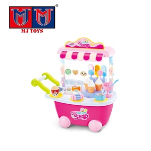 wholesale pretend play kitchen kids toy ice cream cart with light-music - Product Image 1