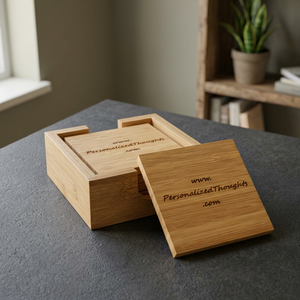 Meilleur ensemble de 4 sous-verres personnalisables en bambou, tapis de tasse, sous-tasses à café en bois, sous-tasses à vin et bière, sous-tasses à thé - Product Image 6