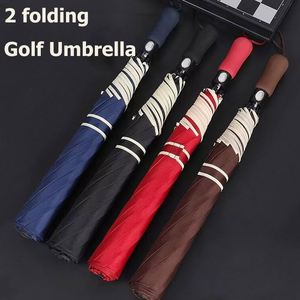 Parapluie de golf automatique 2 plis, luxe léger, en pongee, avec logo personnalisé et poignée en bois pour adultes - Product Image 1