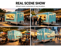 Remorque alimentaire mobile carrée à double essieu, intérieur en acier inoxydable, pour concession commerciale, crème glacée, restauration rapide, camion alimentaire en fibre de verre