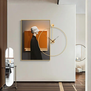 Modern Minimalist Wall Clock Circle Black <b>Frame</b> Electric Decorative Art For Living Room Entryway - Product Image 2