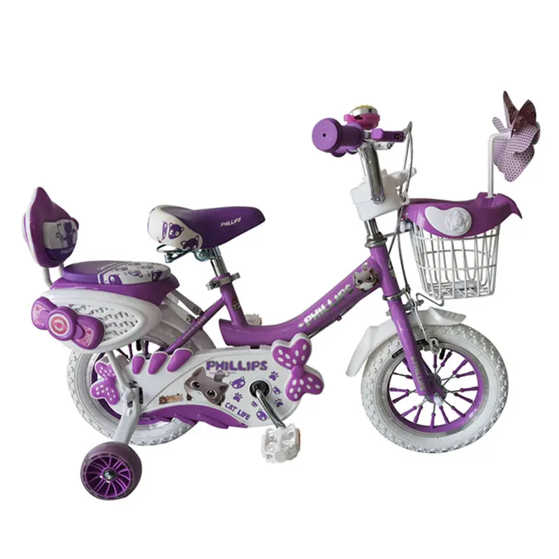 دراجة أطفال فيليبس 2024 باللون الوردي والأرجواني للفتيات مع إطار أبيض 12 بوصة 16 بوصة 20 بوصة دراجة للفتيات دراجة للأطفال