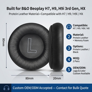 Compatible avec <span class=keywords><strong>BO</strong></span> B&O Beoplay H7 H9 H9i 3ème génération Coussinets d'oreille H7 H9 H9i et housses de casque <span class=keywords><strong>HX</strong></span> Mousse à mémoire de forme - Product Image 2