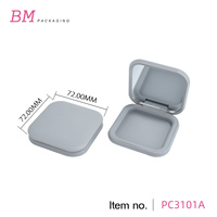 Boîtier compact carré gris clair mat vide pour poudre pressée 72 mm à coins arrondis, étui à blush, emballage cosmétique OEM