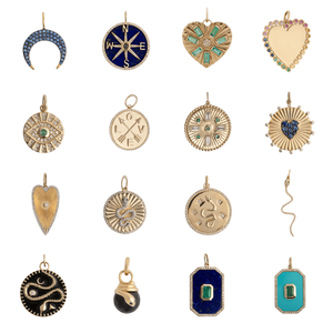 Bijoux personnalisés, pendentifs de style vintage (œil maléfique/boussole/serpent/cœur), plaqués or 18 carats, zircon cubique, breloques tendance pour - Product Image 1