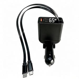 สินค้าขายดีอันดับต้นๆ ปี 2026 ที่ชาร์จในรถยนต์แบบพับเก็บได้ 4 in 1 กำลังไฟ 120w PD รองรับการใช้งานได้หลากหลาย ที่ชาร์จในรถยนต์แบบ USB C 4 in 1 - Product Image 1