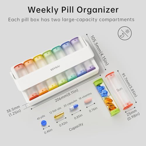 กล่องเก็บยาแบบพกพา สำหรับ 2 เวลาต่อวัน กล่องใส่ยาพลาสติกสำหรับเดินทาง - Product Image 2