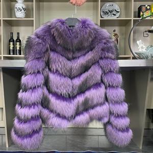 フォックスファーコート女性用クロップドファージャケットカスタマイズ豪華 - Product Image 6