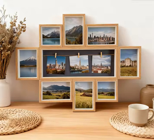 Wooden 11 Opening Picture <b>Frame</b> FOR Collage Memories and Family Photos <b>with</b> 3 clips - Product Image 1