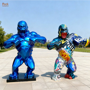 Décoration de jardin extérieur Statue d'<span class=keywords><strong>animal</strong></span> en résine grande statue de gorille en fibre de verre personnalisée <span class=keywords><strong>Sculpture</strong></span> en diamant - Product Image 6