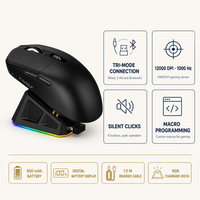 Souris de jeu tri-mode PAW3311 12000 DPI 1000Hz sans fil, filaire, silencieuse, 6 boutons pour PC Gamer