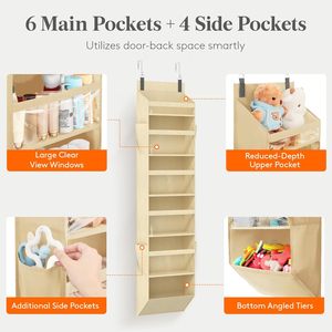 Over The Door Organizer 10 Section <b>Hanging</b> <b>Storage</b> With Clear Window Foldable For Closet Bathroom Bedroom Organization - Product Image 3