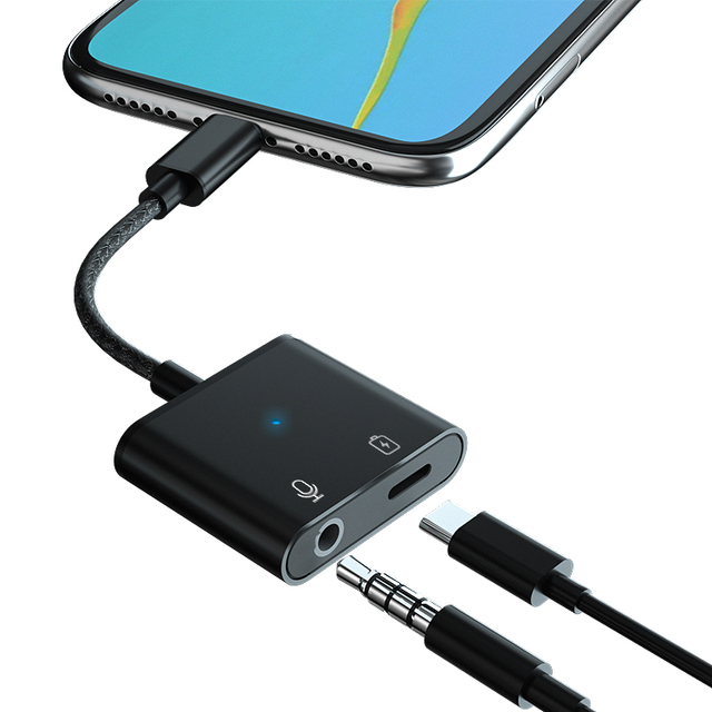 Good Quality 2 in 1 Headphone Splitter Aux Converter Earphone Jack Audio Adaptador Type c to 3.5mm Audio Adapter for Iphone15