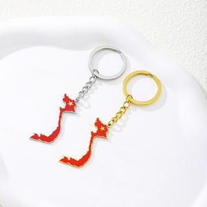 Color dorado de lujo estilo étnico aleación monedero llavero Vietnam mapa bandera colgante al por mayor - Product Image 5