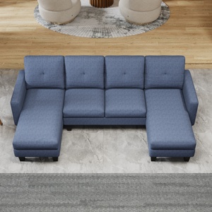 Canapé modulaire extensible en forme de U, style minimaliste moderne, tissu polyester lavable, meubles de salon - Product Image 5