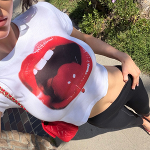 T-shirt basique à col rond et manches courtes, imprimé à carreaux, tricoté, respirant, écologique, imprimé numériquement, coupe classique, décontracté, pour l'été - Product Image 2