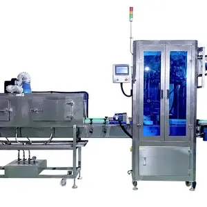 Automatischer Dampfhülsen-Etiketten applikator Maschinen hersteller für quadratische runde ovale Kunststoff glasflaschen PVC PE-Blechdosen