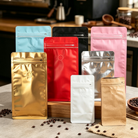 Sachets de café verticaux avec valve de dégazage, pochettes en aluminium scellées par fermeture éclair, emballage alimentaire thermoscellable pour le stockage du thé et des noix