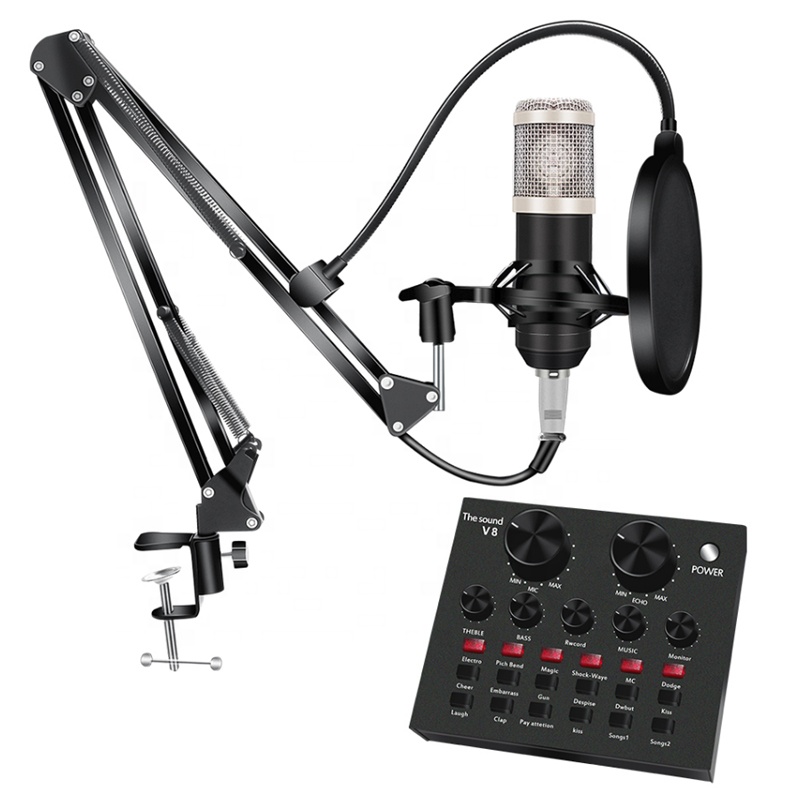 Профессиональный конденсаторный микрофон bm 800, микрофон для студии, микрофон для игрового ПК, компьютера, комплект для караоке, bm-800 bm800 V8, звуковая карта