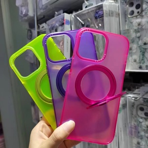 เคสโทรศัพท์หรูหราใหม่สำหรับ iPhone 15 14 Pro Max วัสดุ PC TPU ป้องกันพร้อมที่จับนิ้วโลหะ ฝาหลังอะลูมิเนียมแม่เหล็กแบบด้าน - Product Image 2