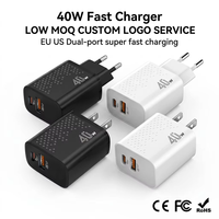 Chargeur rapide pour téléphone 40W PD QC4.0 à double port, adaptateur secteur portable de voyage, prise EU US, contrôle intelligent de la chaleur, charge de deux appareils simultanément