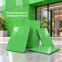Panneau composite en aluminium vert brillant avec revêtement PE, 4 mm, 1220x2440 mm, plaque ACP pour enseignes de présentation en magasin