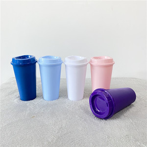 Tazas <span class=keywords><strong>de</strong></span> café en blanco reutilizables para manualidades, tazas <span class=keywords><strong>de</strong></span> <span class=keywords><strong>vinilo</strong></span> reutilizables <span class=keywords><strong>de</strong></span> color sólido <span class=keywords><strong>de</strong></span> 16oz, para café caliente, paquete con tapas - Product Image 4