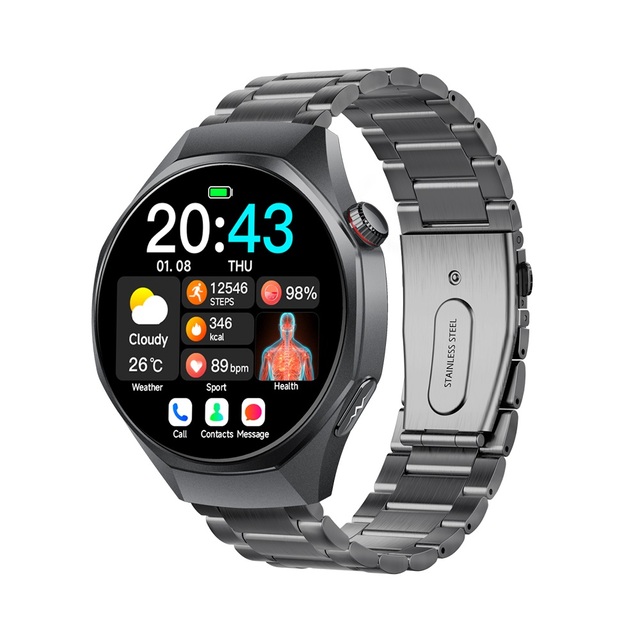 GE400 ECG Blood Pressure Smart Watch 4G LTE SIM Card AMOLED Blood Oxygen Heart Rate Monitor Health Tracker SOS Emergency Call