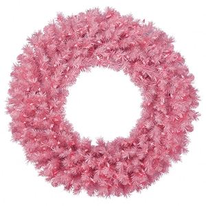 Wholesale Artificial 60cm Flocked PE Wreath Christmas Rattan Pvc pink Luminous Christmas Decoration Christmas Wreath <b>Garland</b> - Product Image 1