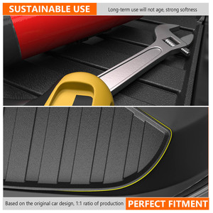 Compatible Tesla Cybertruck 2021-2023, tapis <span class=keywords><strong>de</strong></span> rangement inférieur en TPE durable <span class=keywords><strong>de</strong></span> 3,5 mm d'épaisseur, luxe, écologique, ensemble complet, coffre avant et arrière - Product Image 6